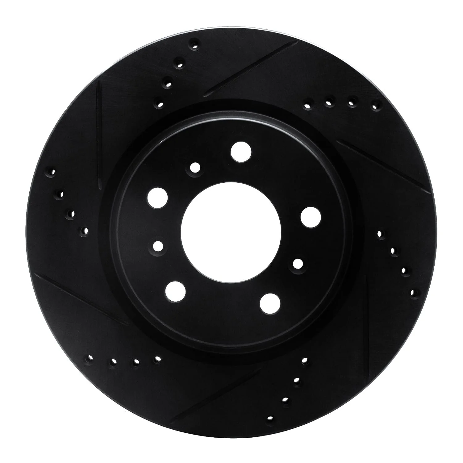 R1 Concepts 04-09 Buick Allure Front Left Drilled & Slotted Black Brake Rotor