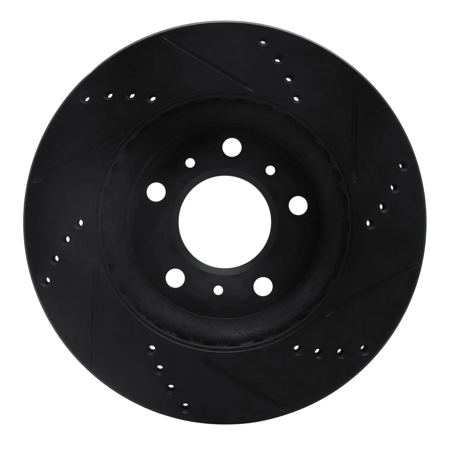 R1 Concepts 04-09 Buick Allure Front Left Drilled & Slotted Black Brake Rotor - Image 2