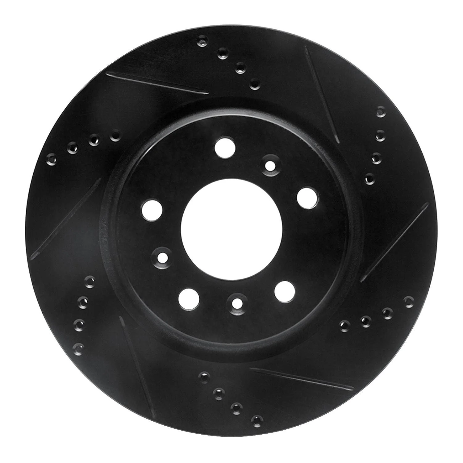 R1 Concepts 04-09 Buick LaCrosse Front Right Drilled & Slotted Black Brake Rotor