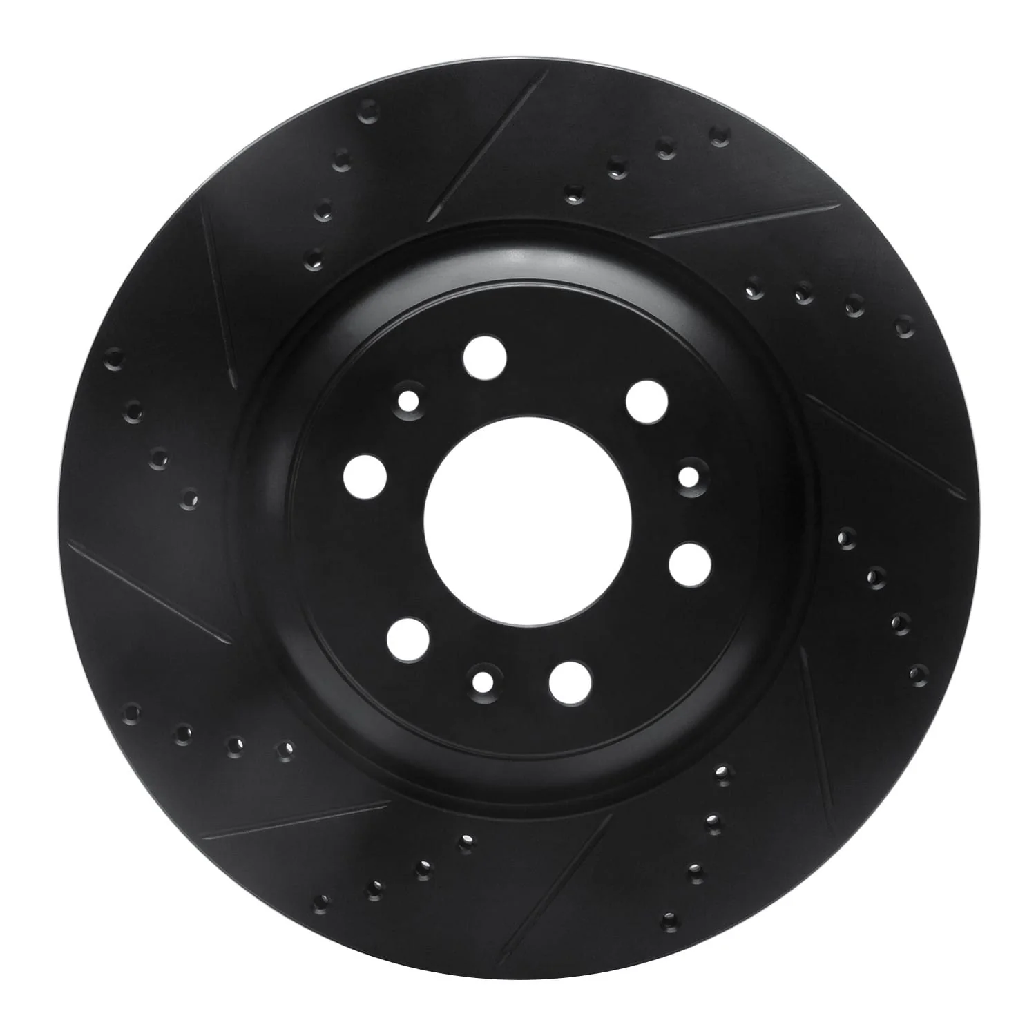 R1 Concepts 04-09 Cadillac SRX Front Left Drilled & Slotted Black Brake Rotor