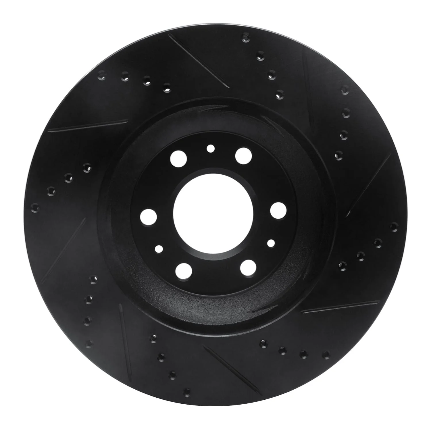 R1 Concepts 04-09 Cadillac SRX Front Left Drilled & Slotted Black Brake Rotor - Image 2