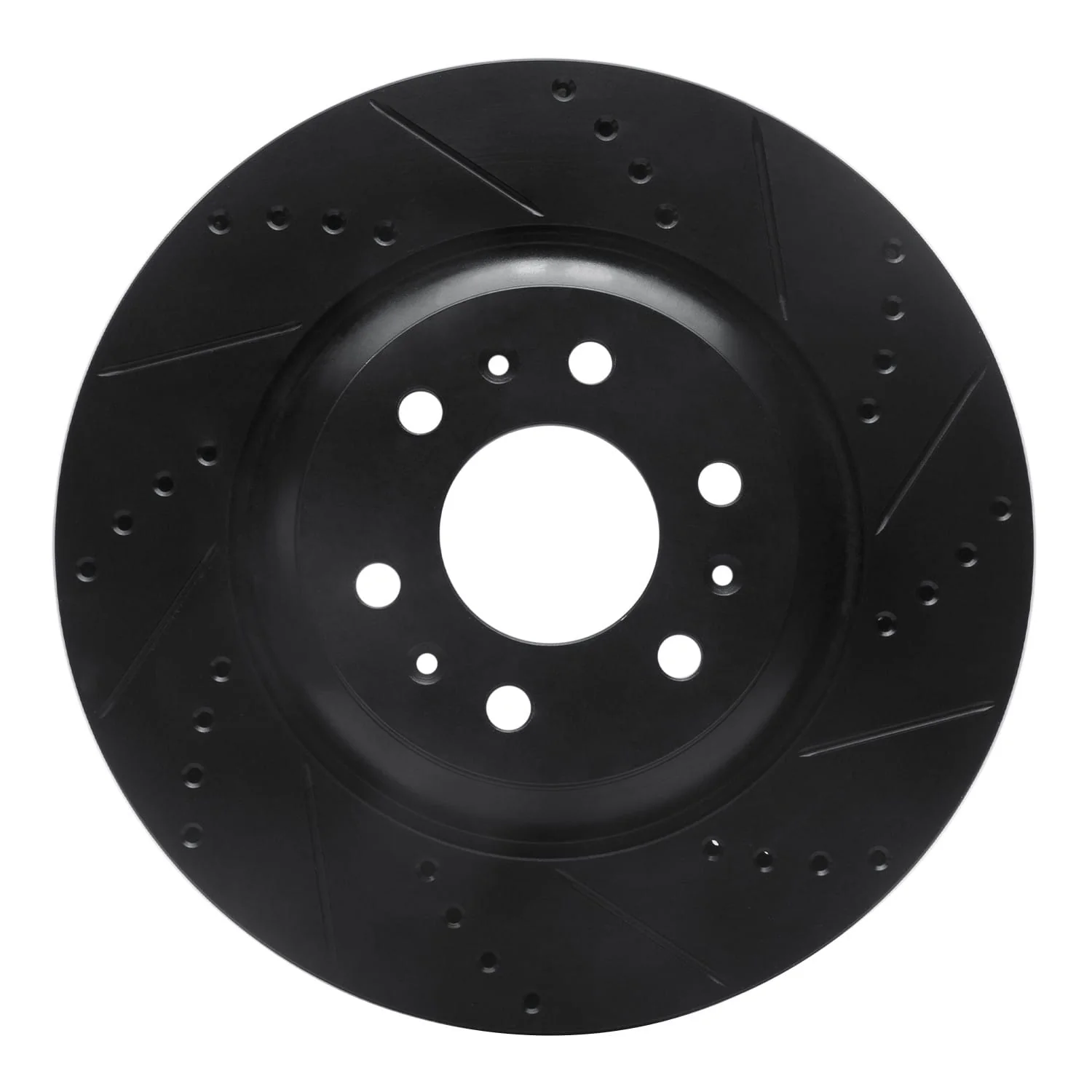 R1 Concepts 04-09 Cadillac SRX Front Right Drilled & Slotted Black Brake Rotor