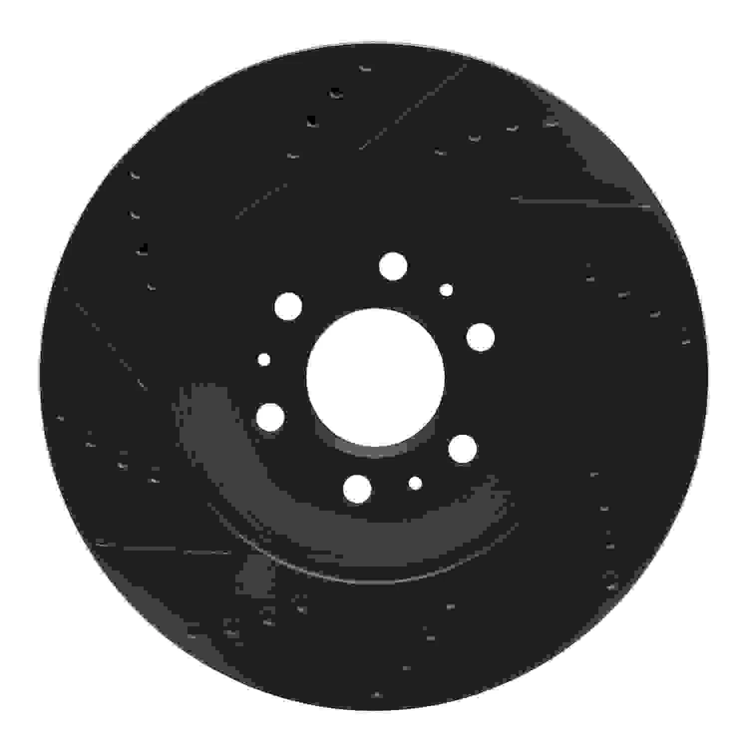 R1 Concepts 04-09 Cadillac SRX Front Right Drilled & Slotted Black Brake Rotor - Image 2