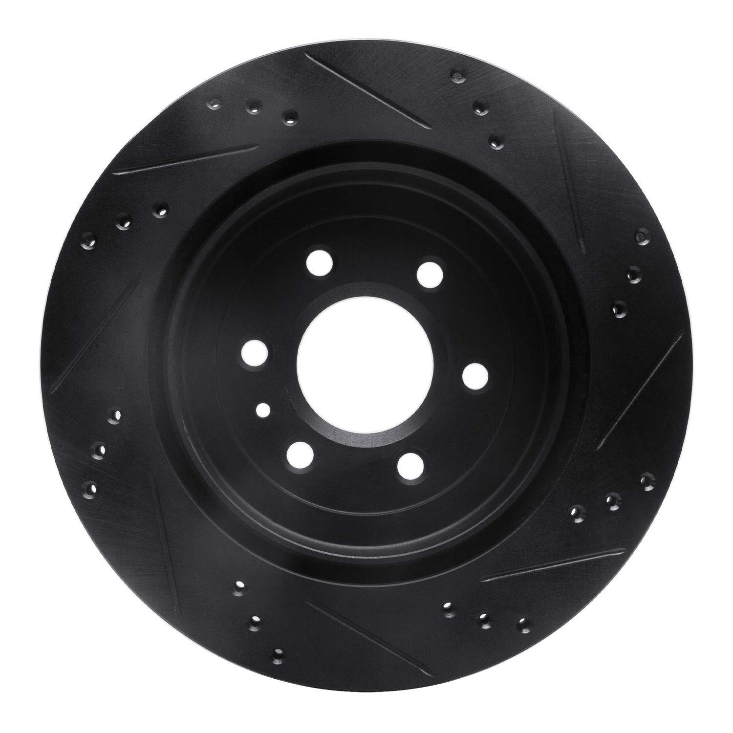 R1 Concepts 04-09 Cadillac SRX Rear Left Drilled & Slotted Black Brake Rotor - Image 2