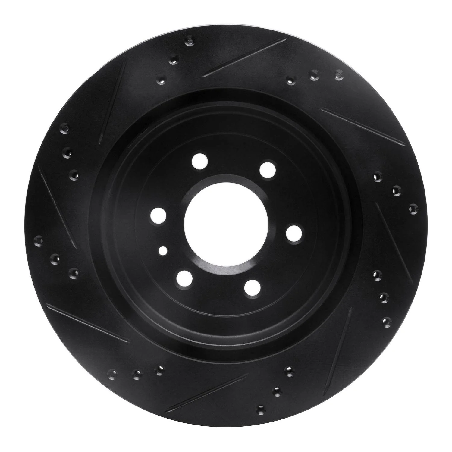 R1 Concepts 04-09 Cadillac SRX Rear Right Drilled & Slotted Black Brake Rotor - Image 2