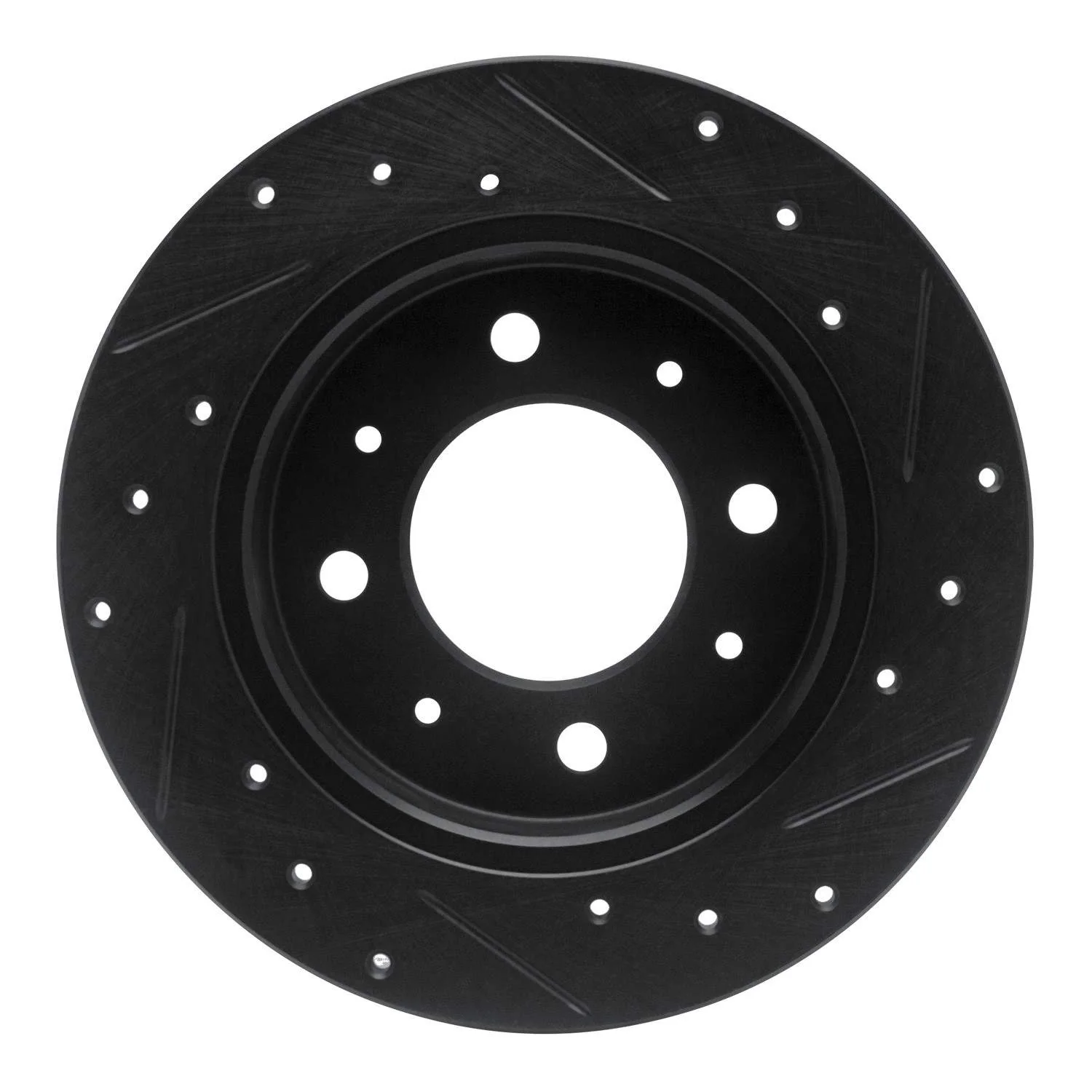 R1 Concepts 04-09 Kia Spectra Rear Left Drilled & Slotted Black Brake Rotor - Image 2