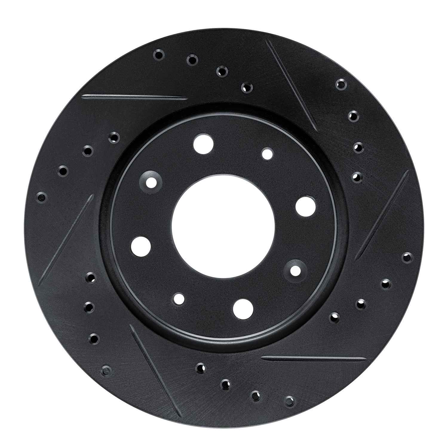 R1 Concepts 04-09 Kia Spectra5 Front Right Drilled & Slotted Black Brake Rotor
