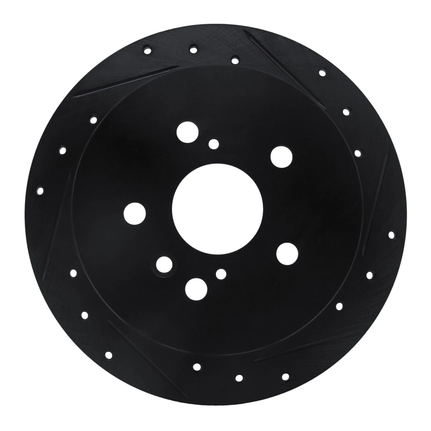 R1 Concepts 04-09 Lexus RX330 Rear Right Drilled & Slotted Black Brake Rotor