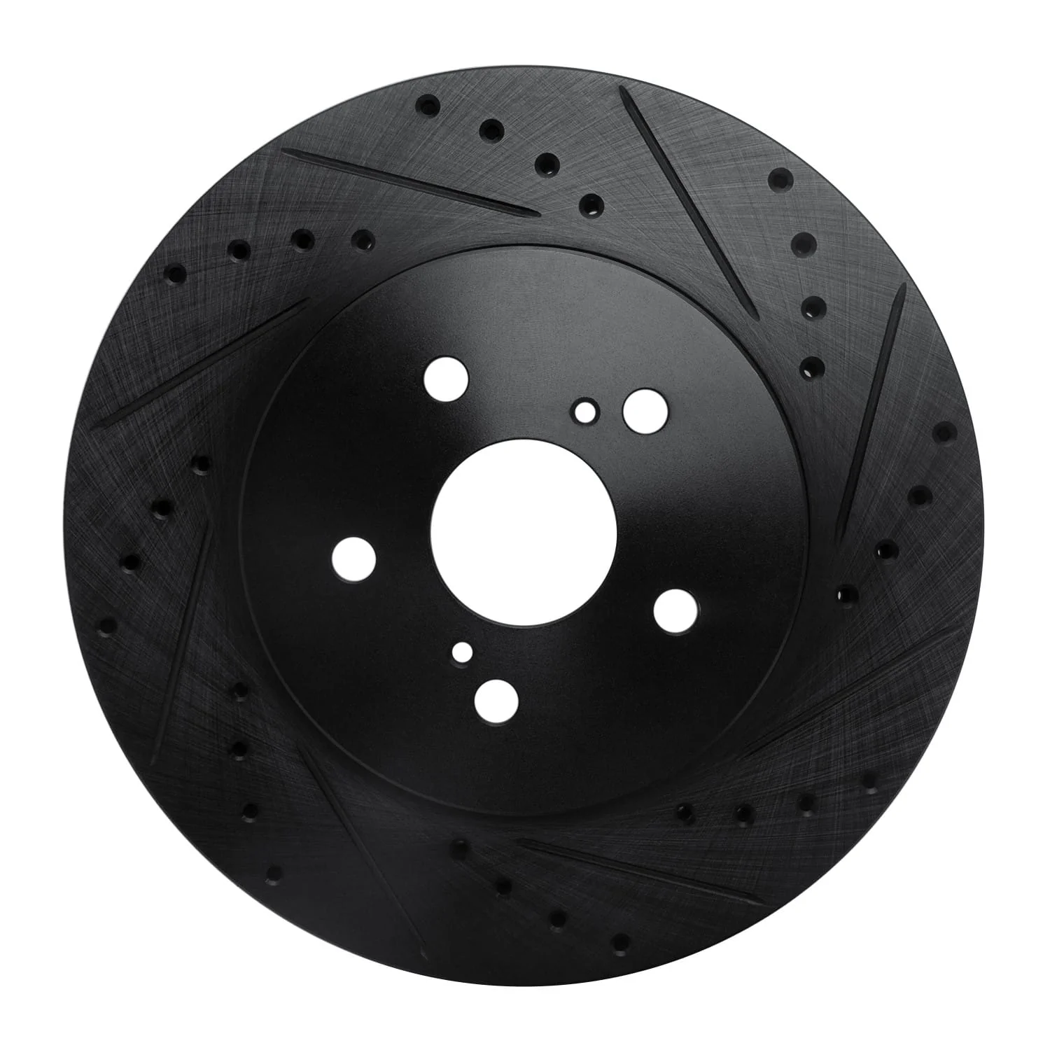 R1 Concepts 04-09 Lexus RX350 Front Right Drilled & Slotted Black Brake Rotor