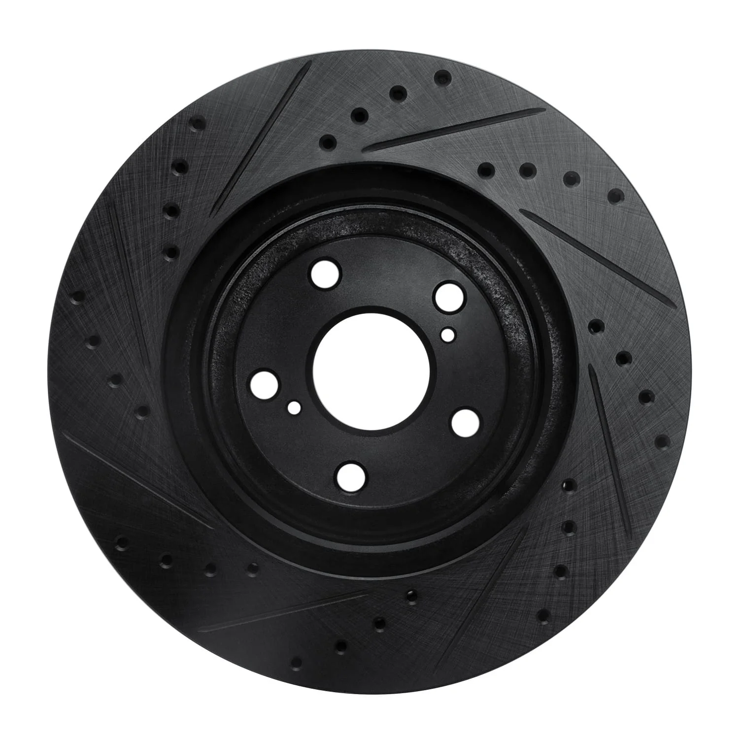 R1 Concepts 04-09 Lexus RX350 Front Right Drilled & Slotted Black Brake Rotor - Image 2