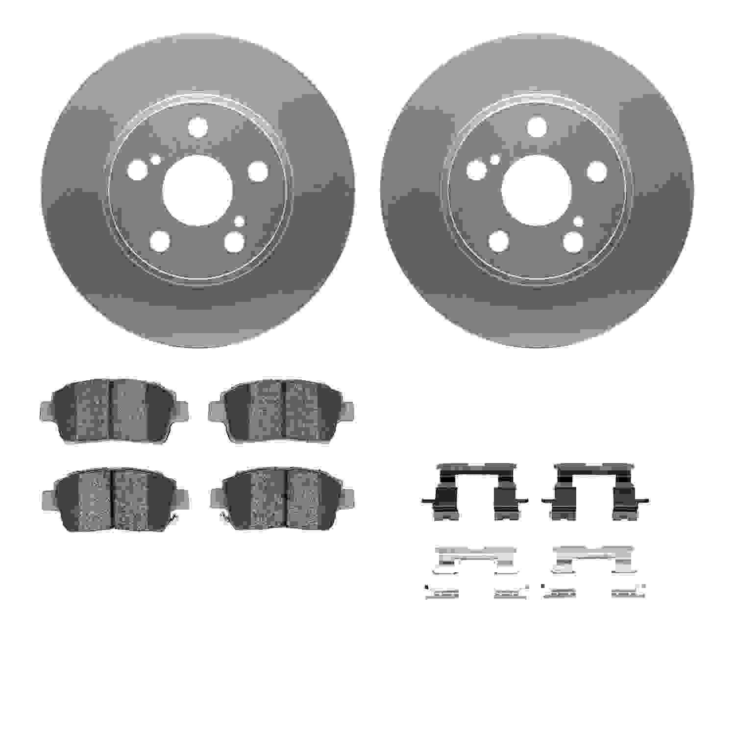 R1 Concepts 04-09 Toyota Prius Front Carbon Coated Brake Rotor Set w/Optimum OE Pads and Hardware