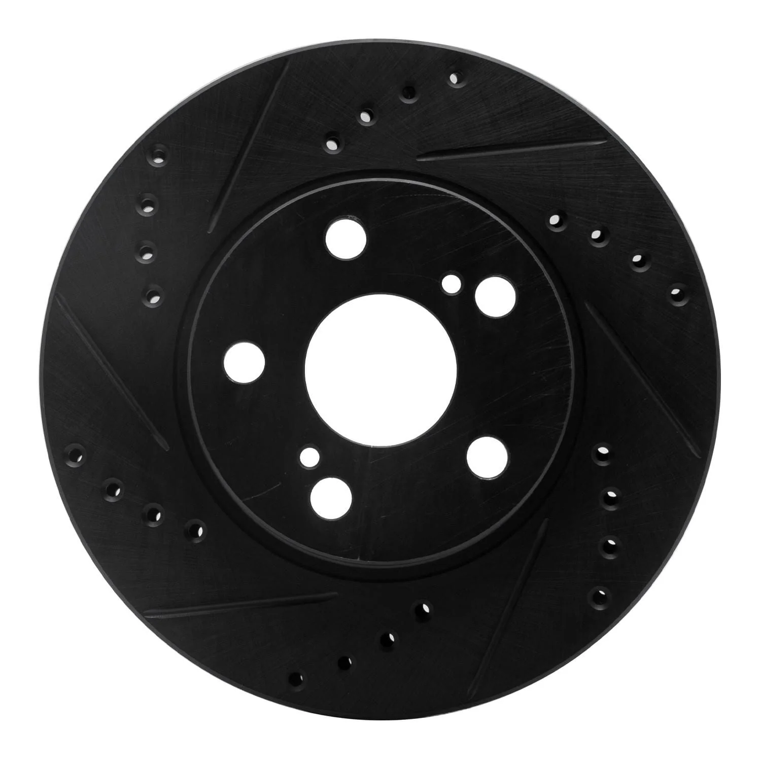 R1 Concepts 04-09 Toyota Prius Front Left Drilled & Slotted Black Brake Rotor