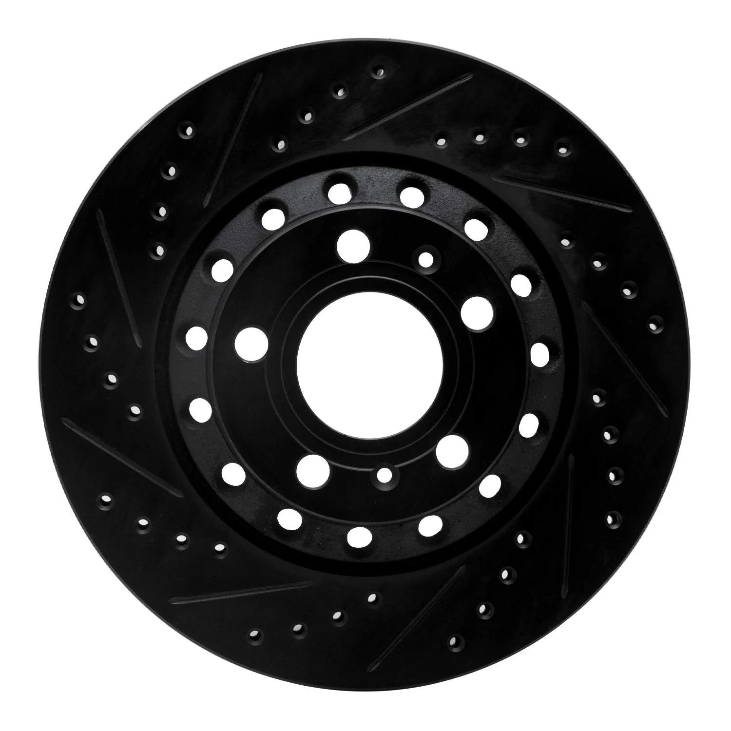 R1 Concepts 04-10 Audi A8 Rear Left Drilled & Slotted Black Brake Rotor