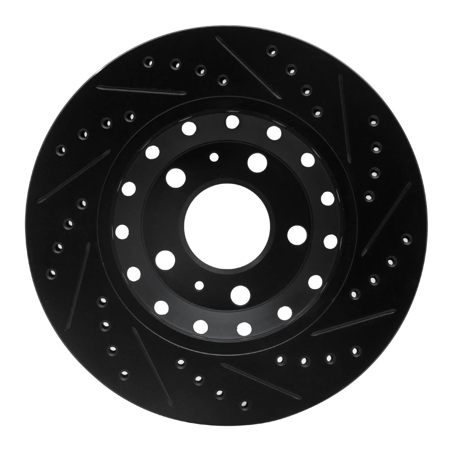 R1 Concepts 04-10 Audi A8 Rear Left Drilled & Slotted Black Brake Rotor - Image 2