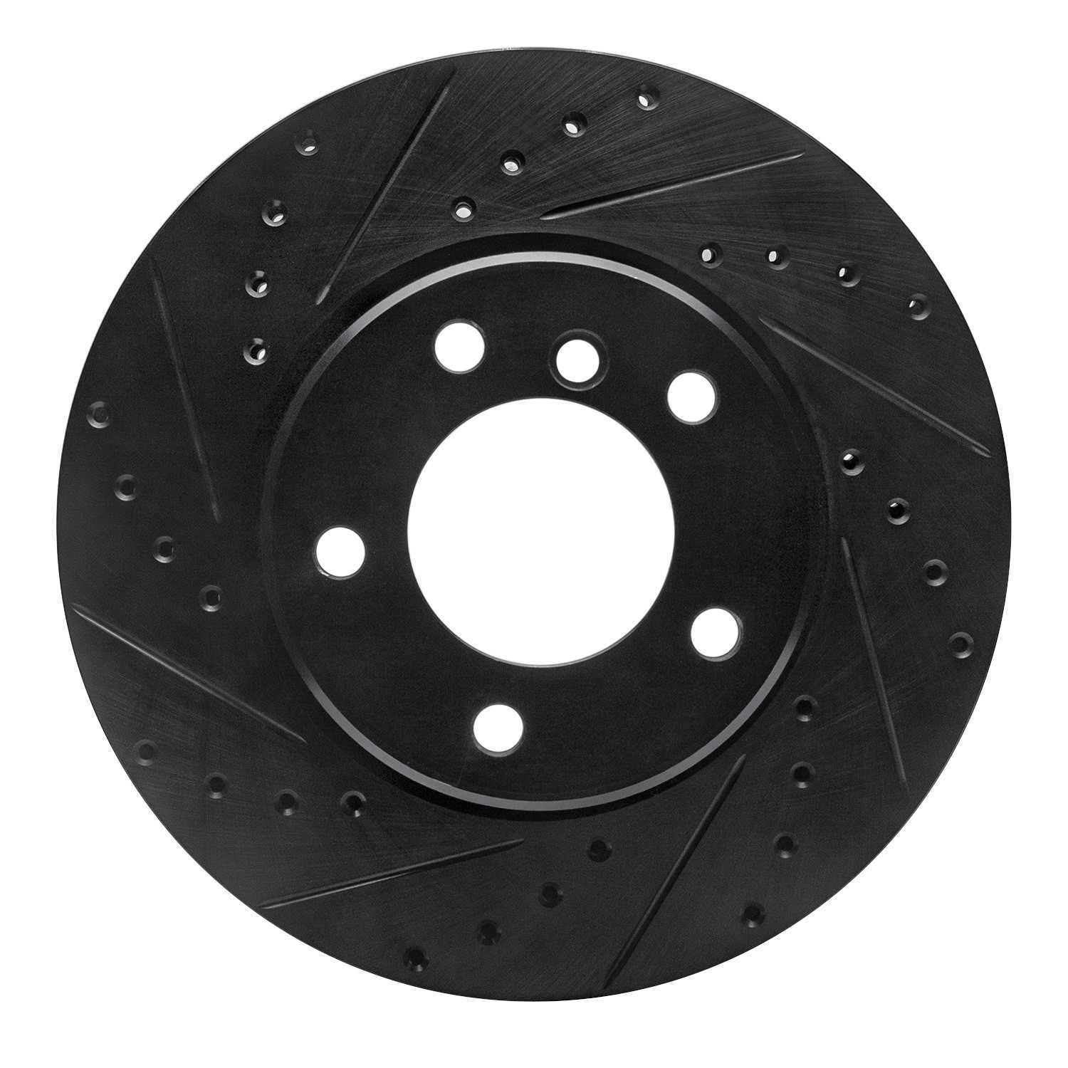 R1 Concepts 04-10 BMW 525i (Mexico) Front Left Drilled & Slotted Black Brake Rotor