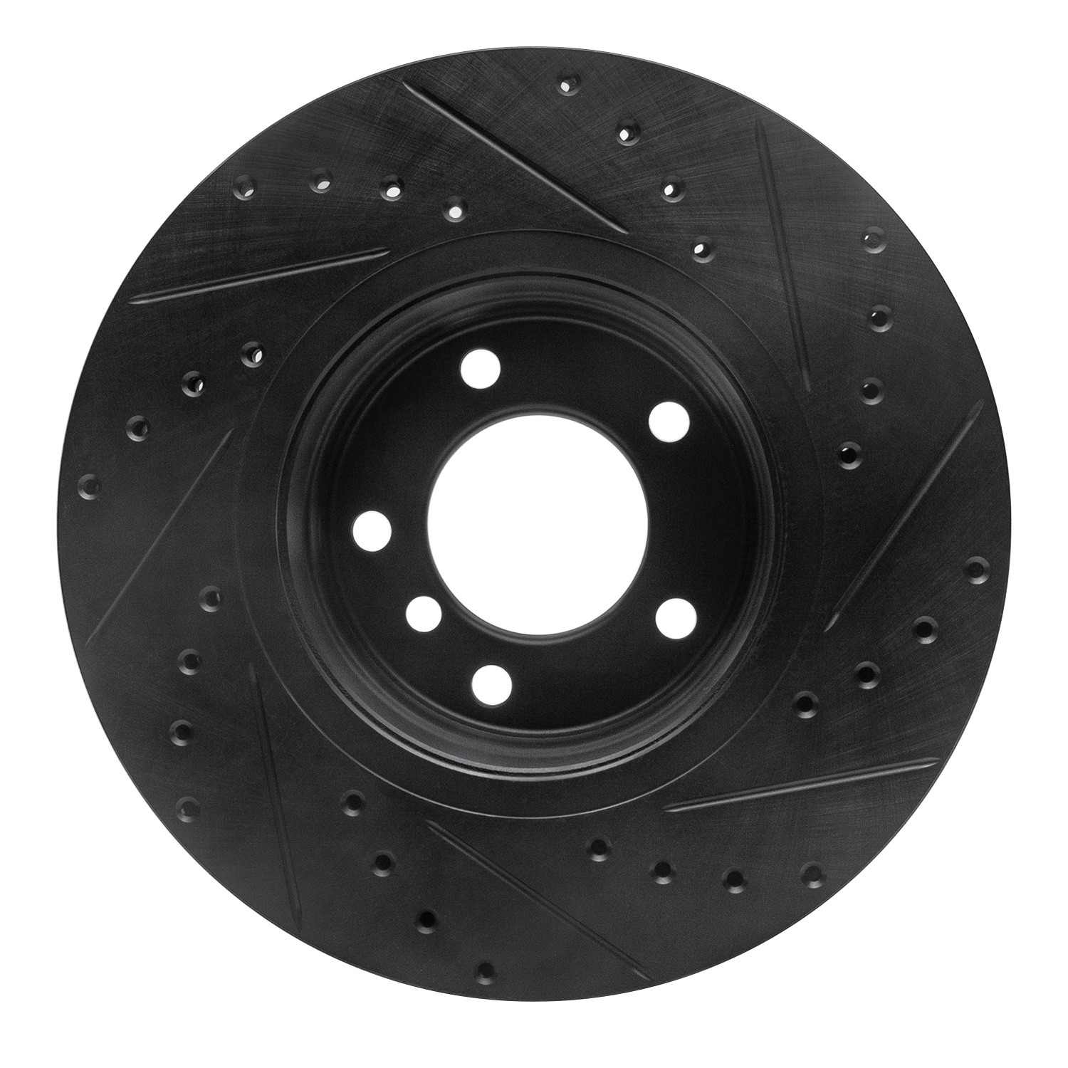 R1 Concepts 04-10 BMW 525i (Mexico) Front Left Drilled & Slotted Black Brake Rotor - Image 2