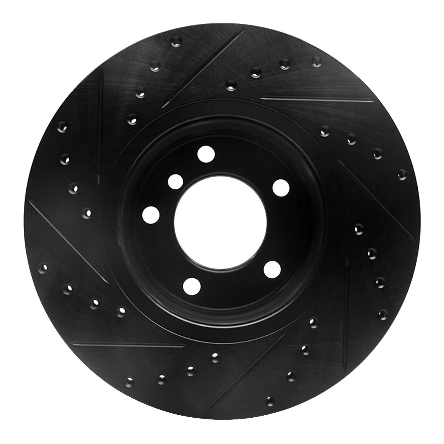 R1 Concepts 04-10 BMW 525i (Mexico) Front Right Drilled & Slotted Black Brake Rotor - Image 2