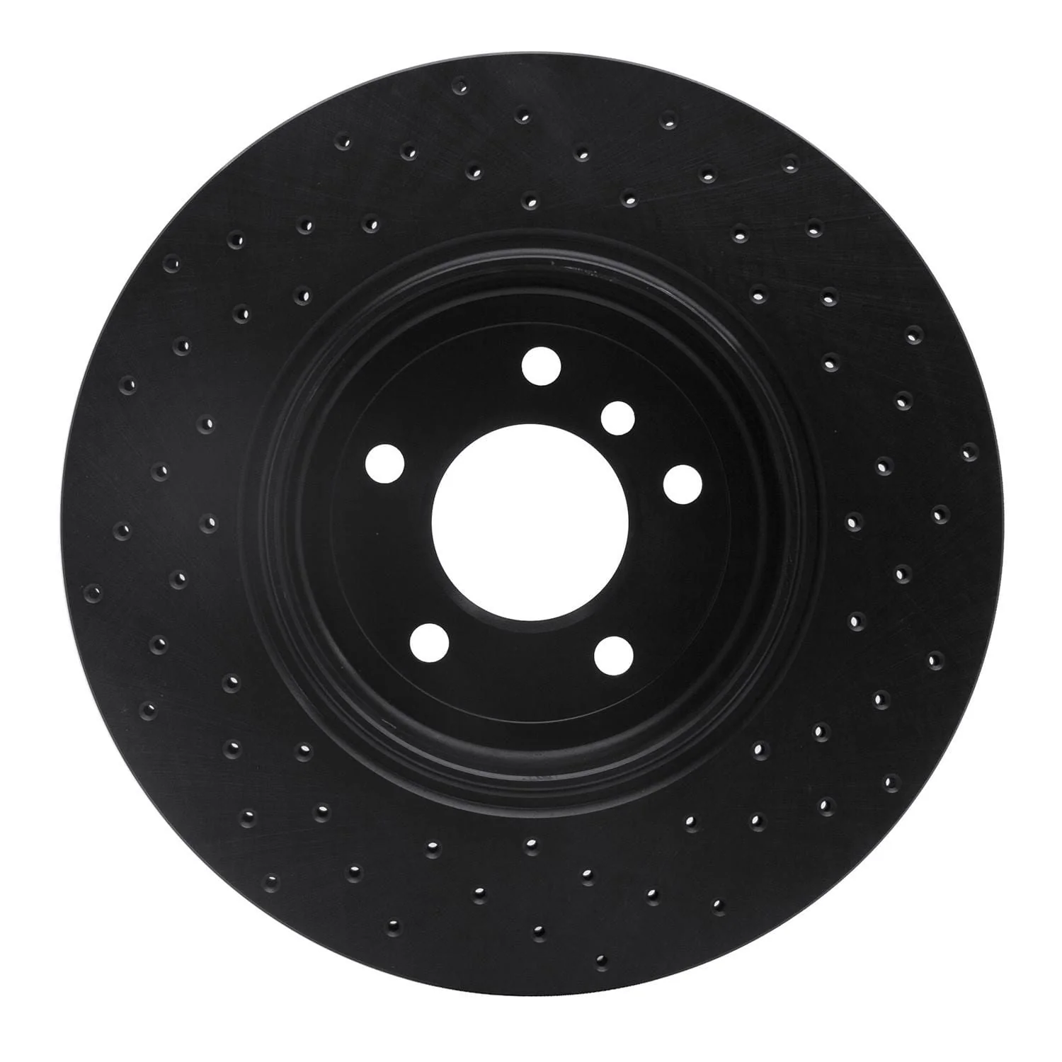 R1 Concepts 04-10 BMW 535i Rear Left Drilled Black Brake Rotor - Image 2