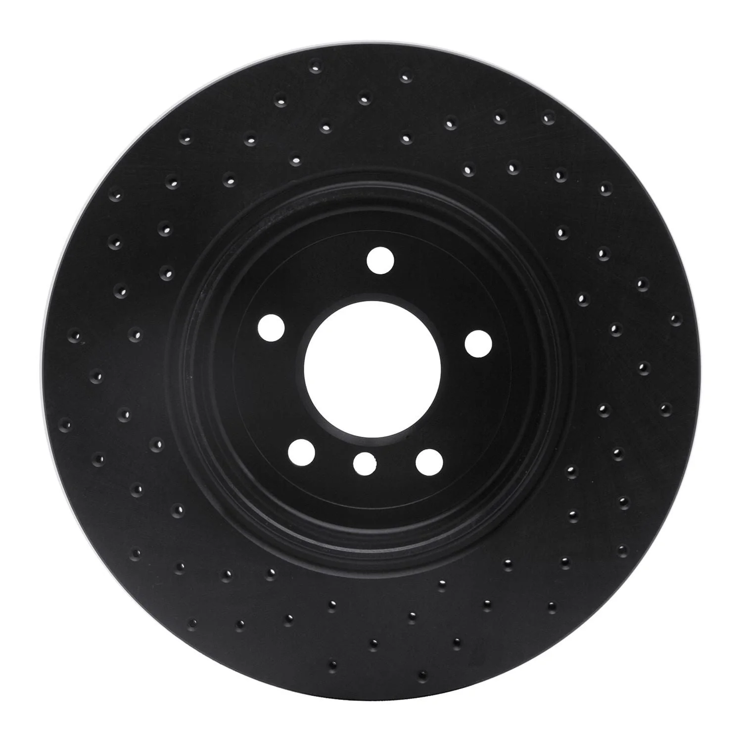 R1 Concepts 04-10 BMW 535i Rear Right Drilled Black Brake Rotor - Image 2