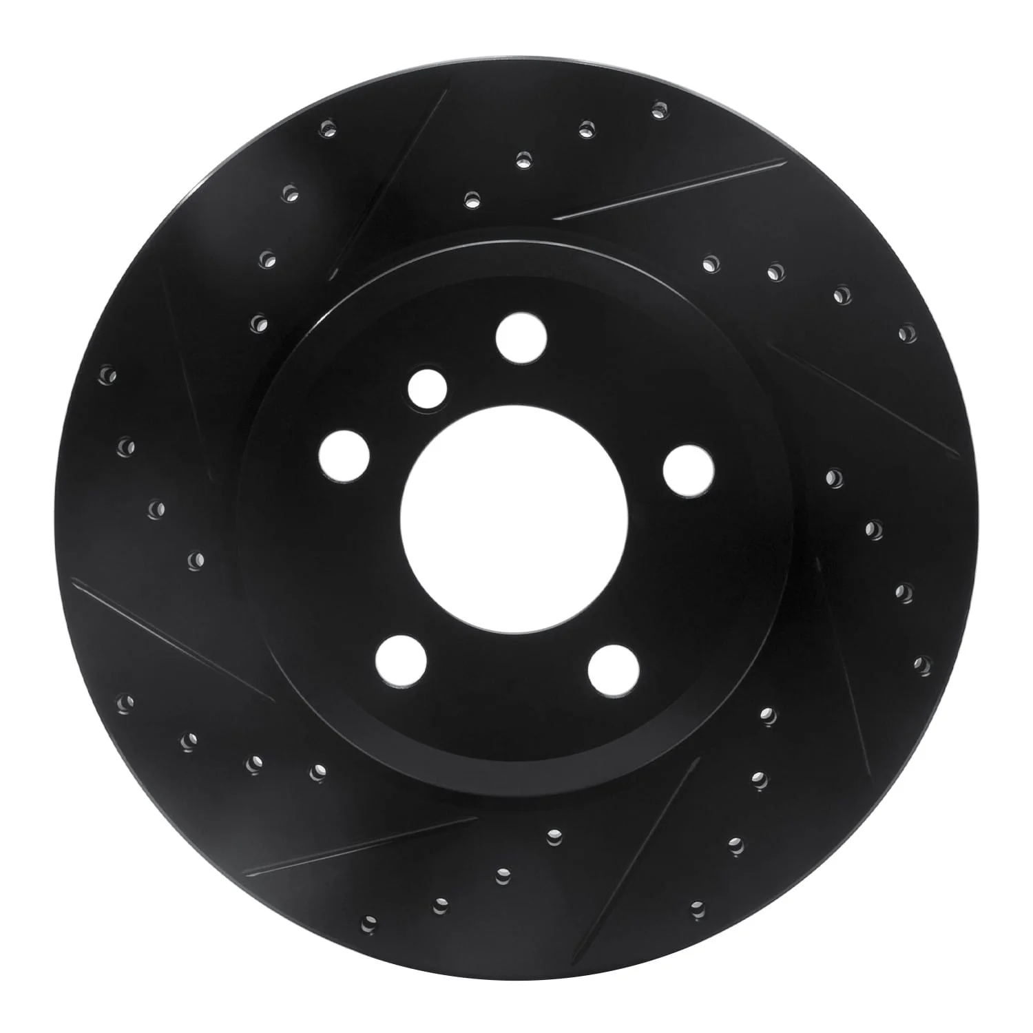 R1 Concepts 04-10 BMW X3 Front Left Drilled & Slotted Black Brake Rotor