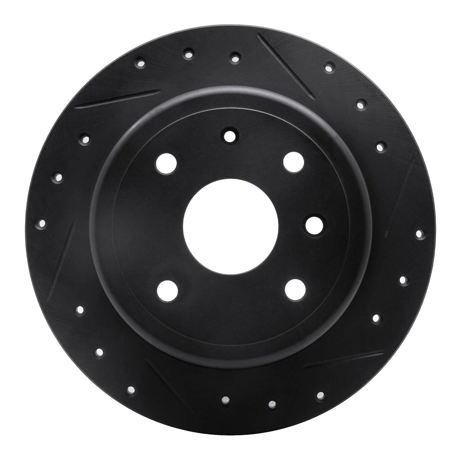 R1 Concepts 04-10 Chevrolet Epica (Mexico) Rear Right Drilled & Slotted Black Brake Rotor