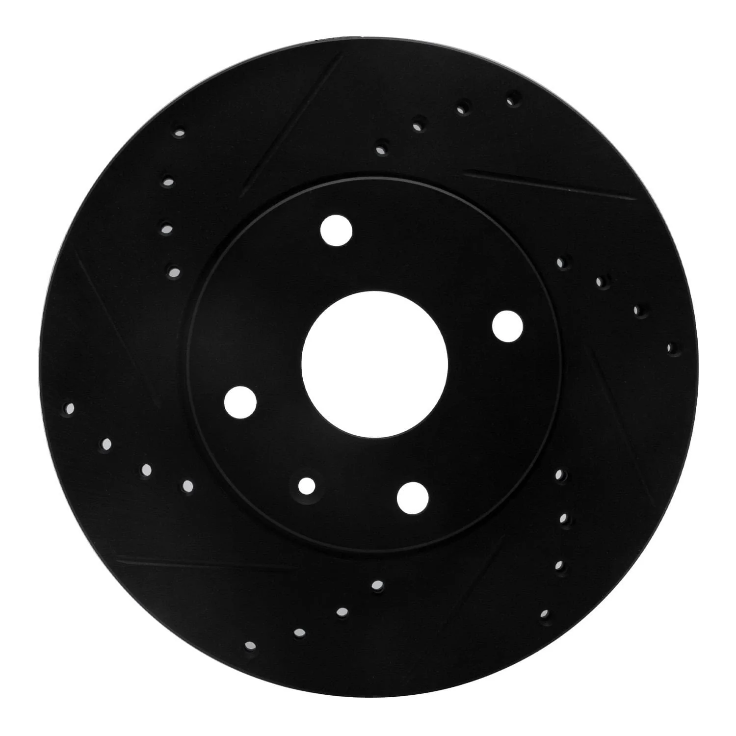 R1 Concepts 04-10 Chevrolet Epica (USA/Canada) Front Left Drilled & Slotted Black Brake Rotor