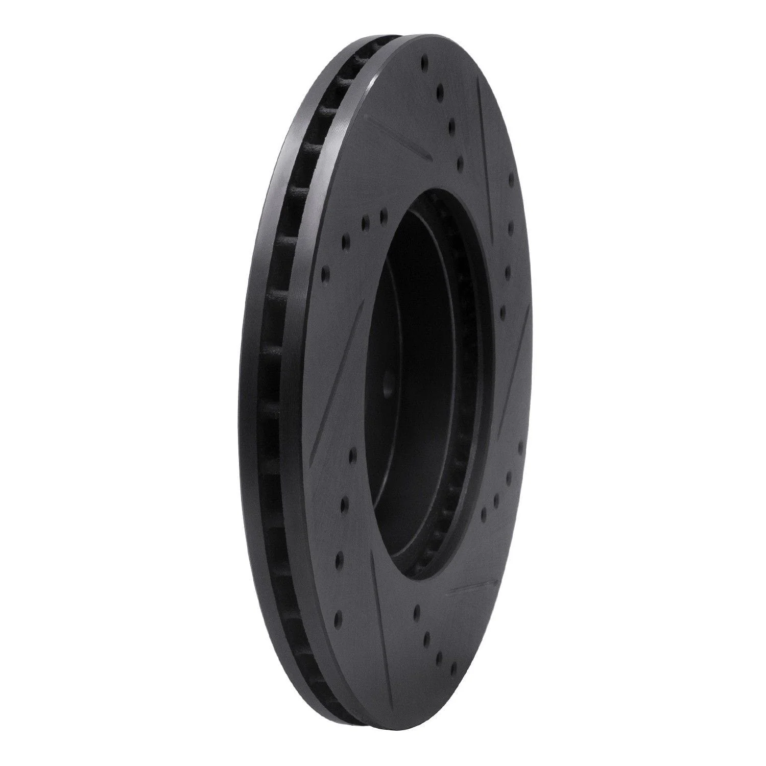R1 Concepts 04-10 Chevrolet Epica (USA/Canada) Front Left Drilled & Slotted Black Brake Rotor - Image 2