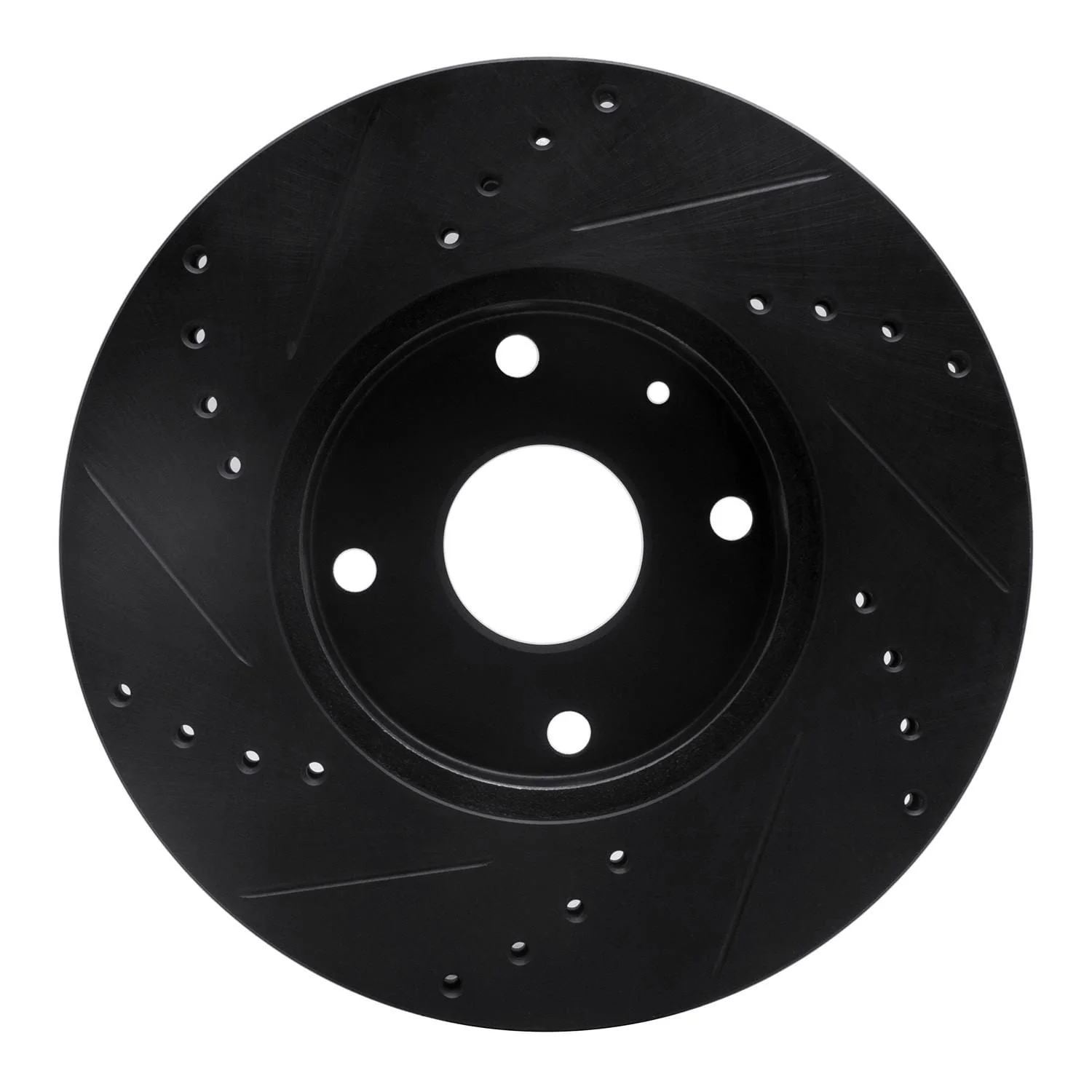 R1 Concepts 04-10 Chevrolet Epica (USA/Canada) Front Right Drilled & Slotted Black Brake Rotor - Image 2