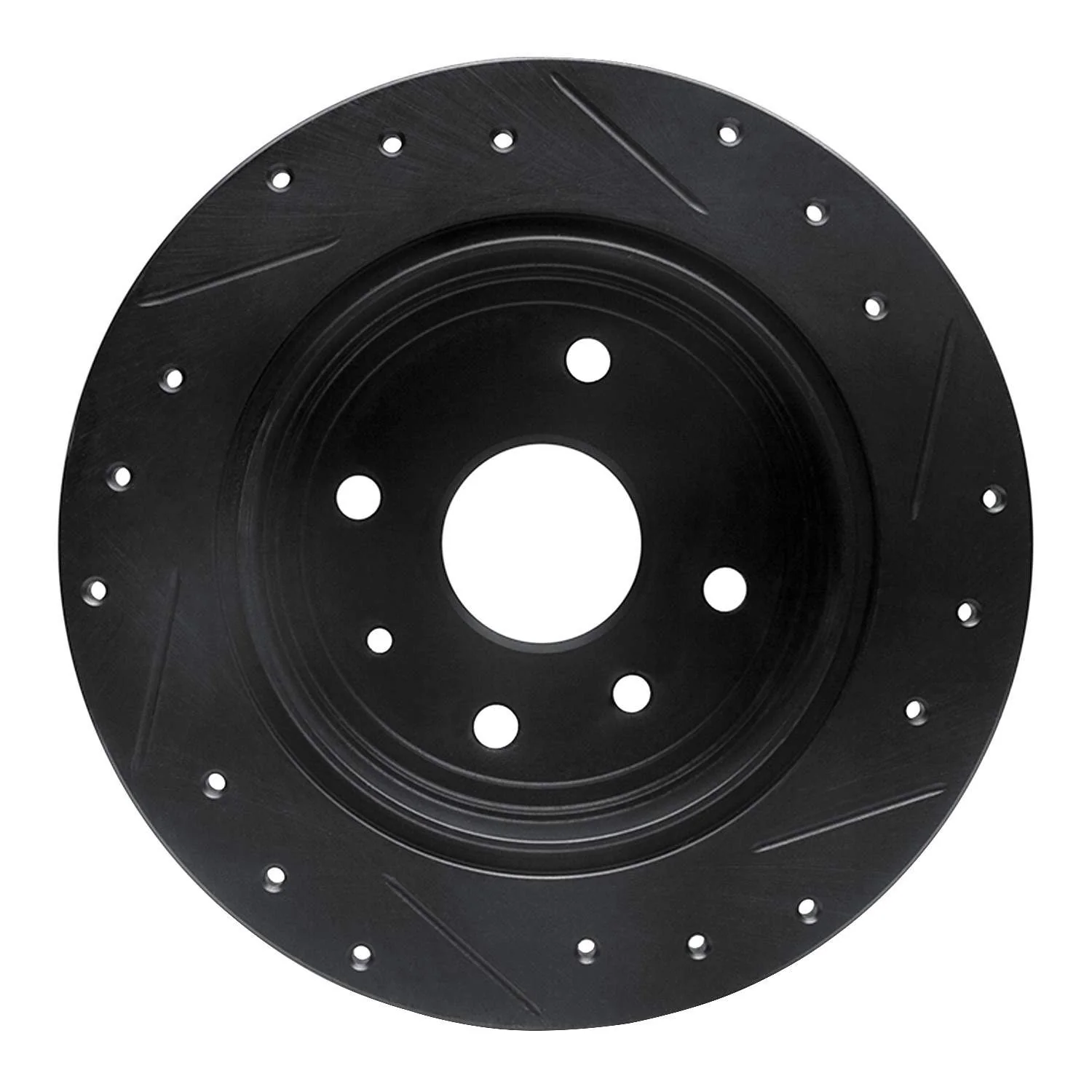 R1 Concepts 04-10 Chevrolet Epica (USA/Canada) Rear Left Drilled & Slotted Black Brake Rotor - Image 2