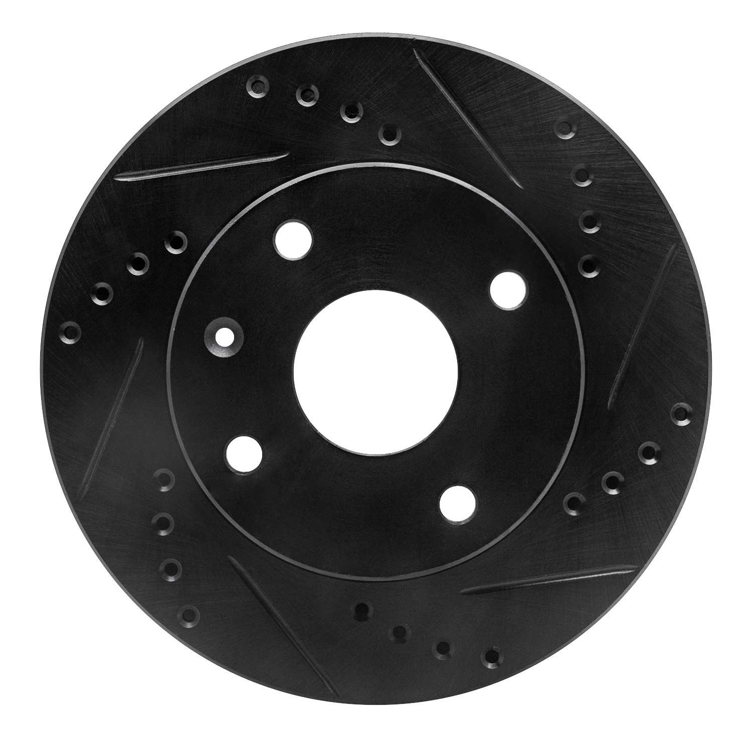 R1 Concepts 04-10 Chevrolet Optra (Mexico) Front Right Drilled & Slotted Black Brake Rotor