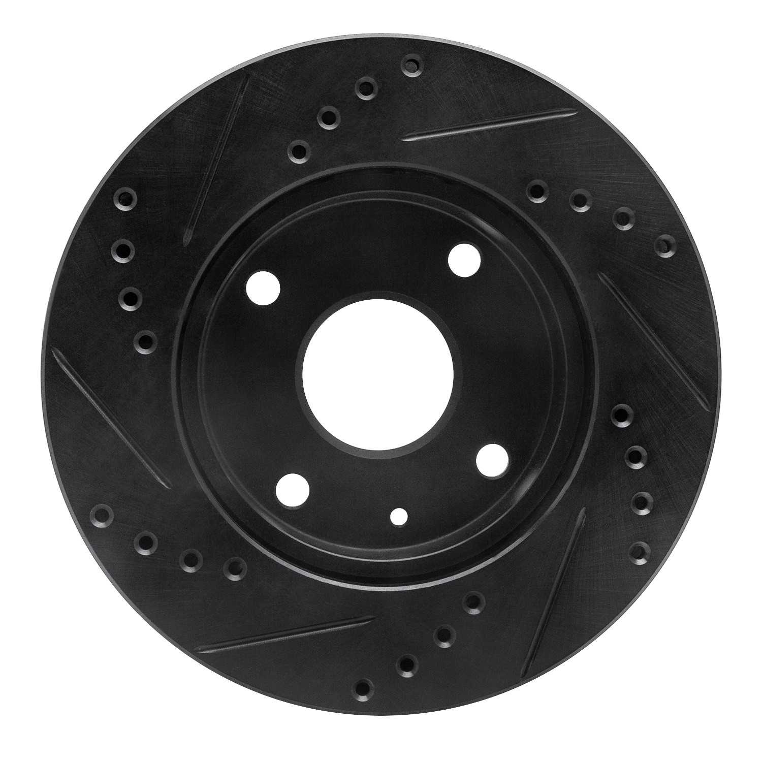 R1 Concepts 04-10 Chevrolet Optra (Mexico) Front Right Drilled & Slotted Black Brake Rotor - Image 2