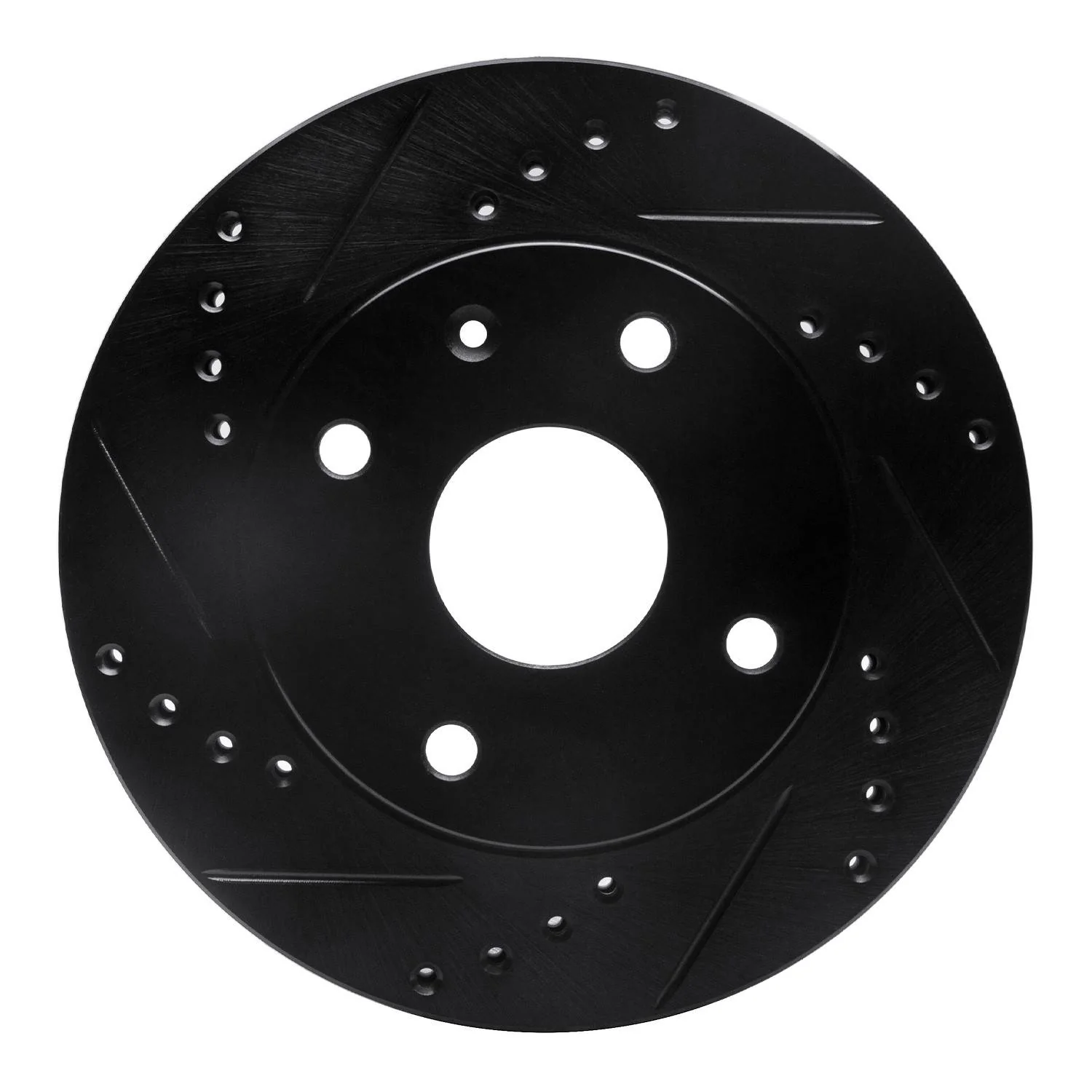 R1 Concepts 04-10 Chevrolet Optra (USA/Canada) Front Left Drilled & Slotted Black Brake Rotor