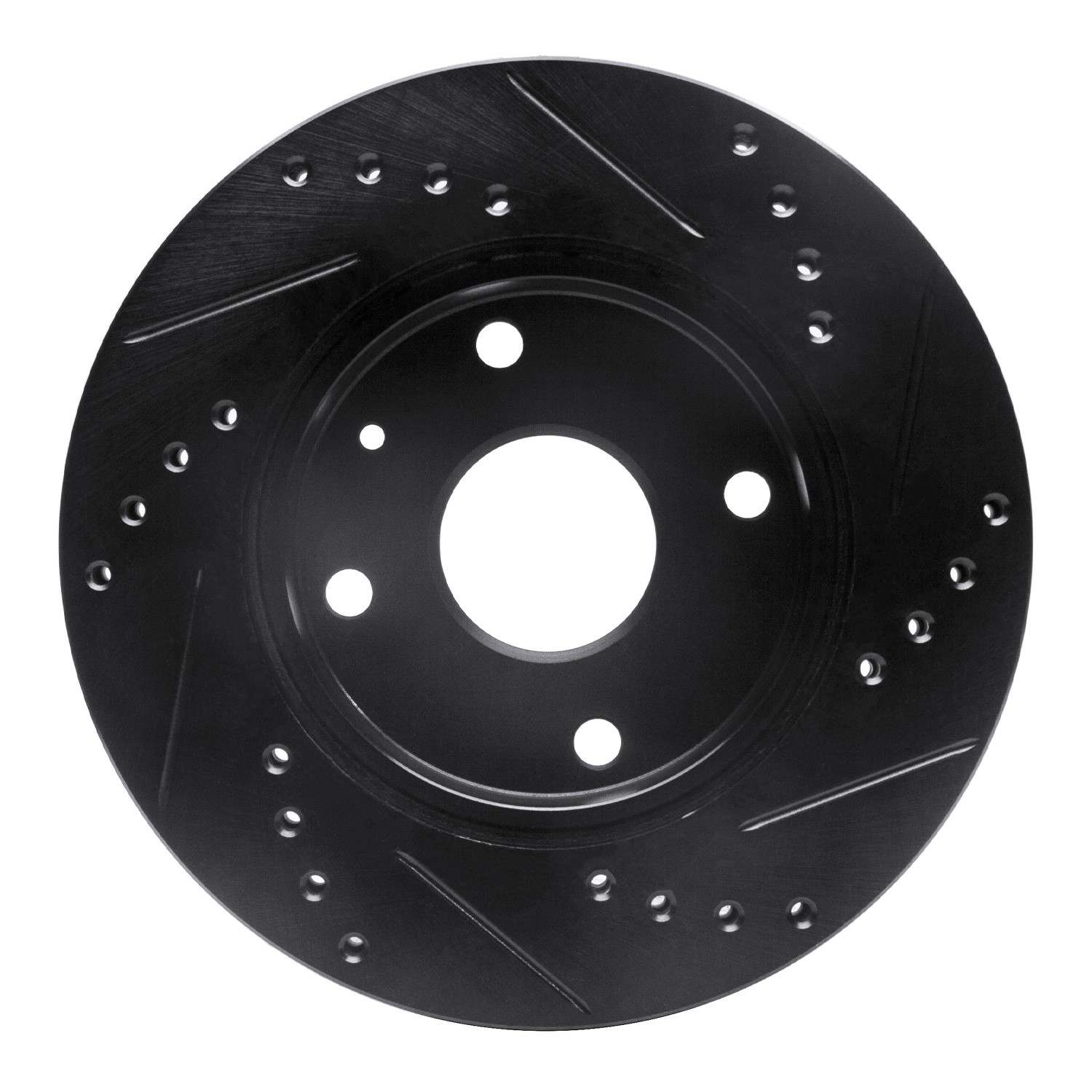 R1 Concepts 04-10 Chevrolet Optra (USA/Canada) Front Left Drilled & Slotted Black Brake Rotor - Image 2