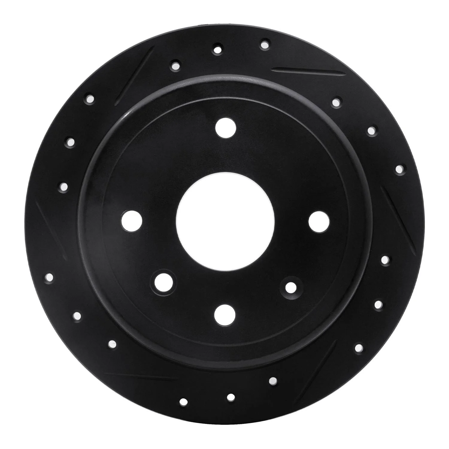 R1 Concepts 04-10 Chevrolet Optra (USA/Canada) Rear Left Drilled & Slotted Black Brake Rotor