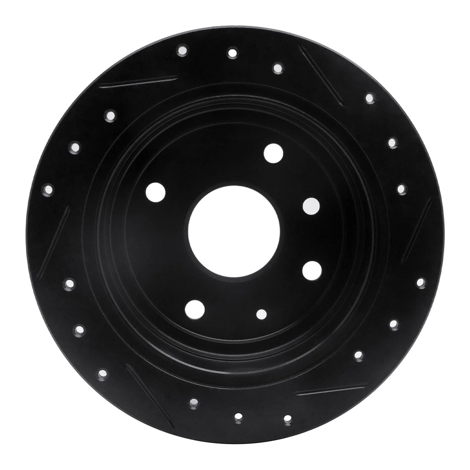 R1 Concepts 04-10 Chevrolet Optra (USA/Canada) Rear Left Drilled & Slotted Black Brake Rotor - Image 2