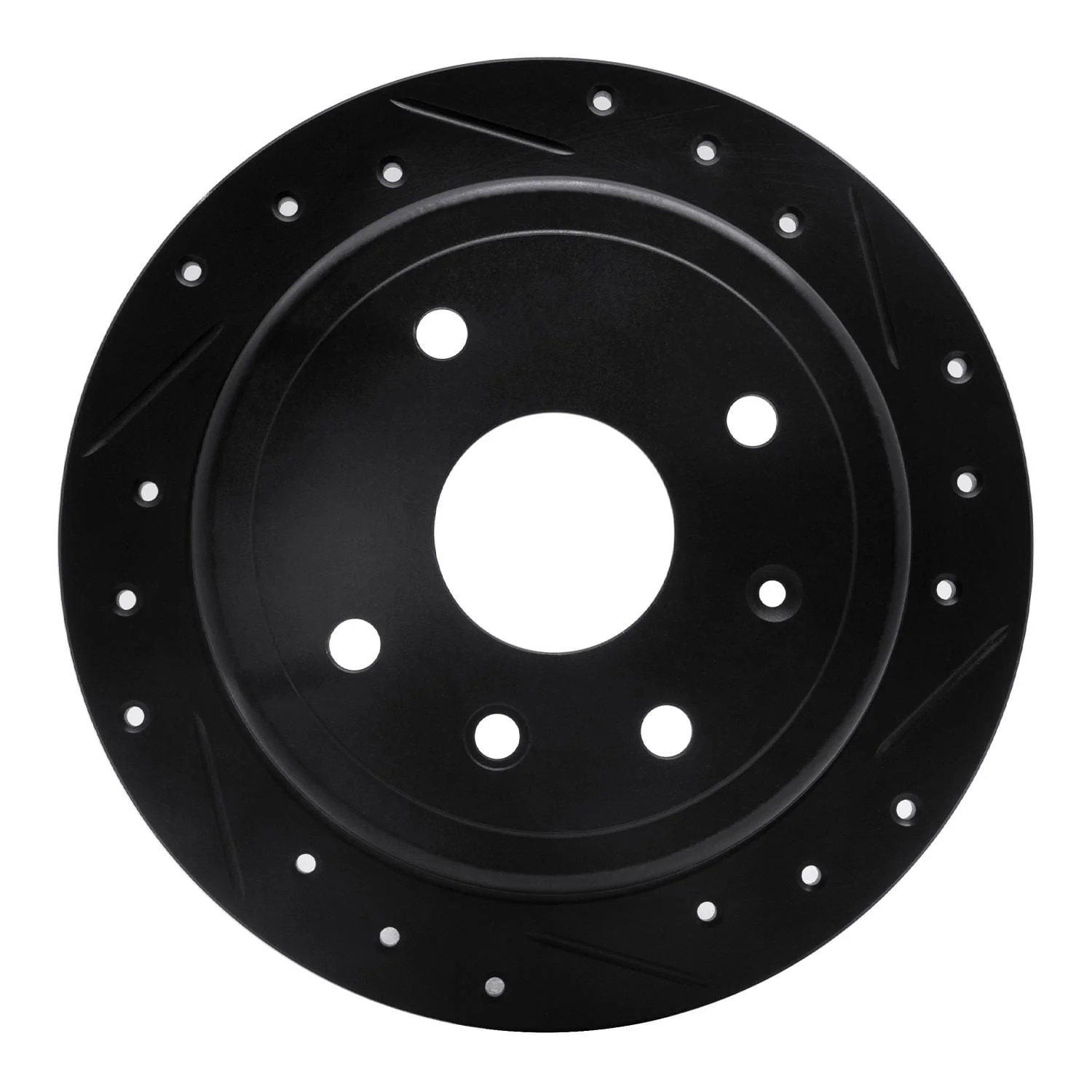 R1 Concepts 04-10 Chevrolet Optra (USA/Canada) Rear Right Drilled & Slotted Black Brake Rotor