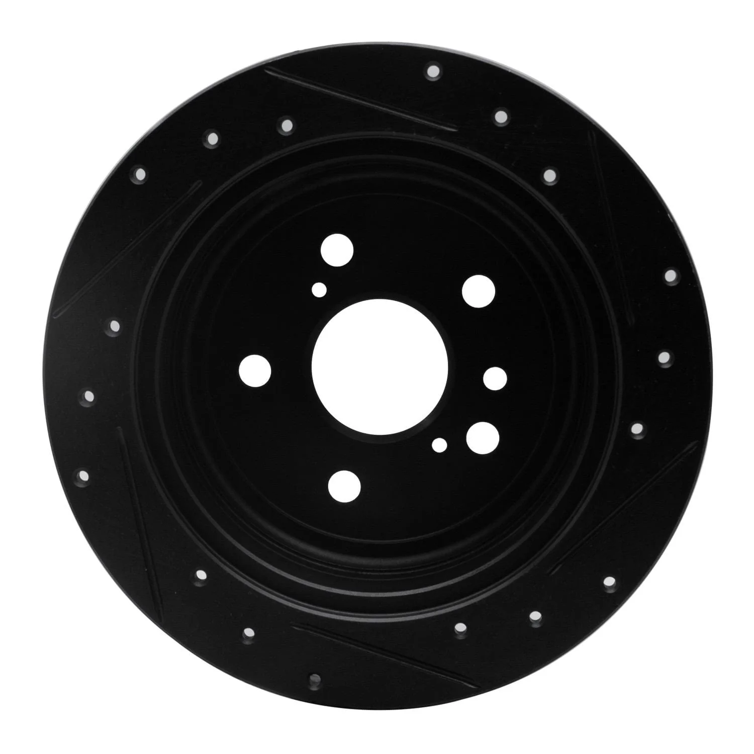 R1 Concepts 04-10 Toyota SIENNA Rear Left Drilled & Slotted Black Brake Rotor - Image 2