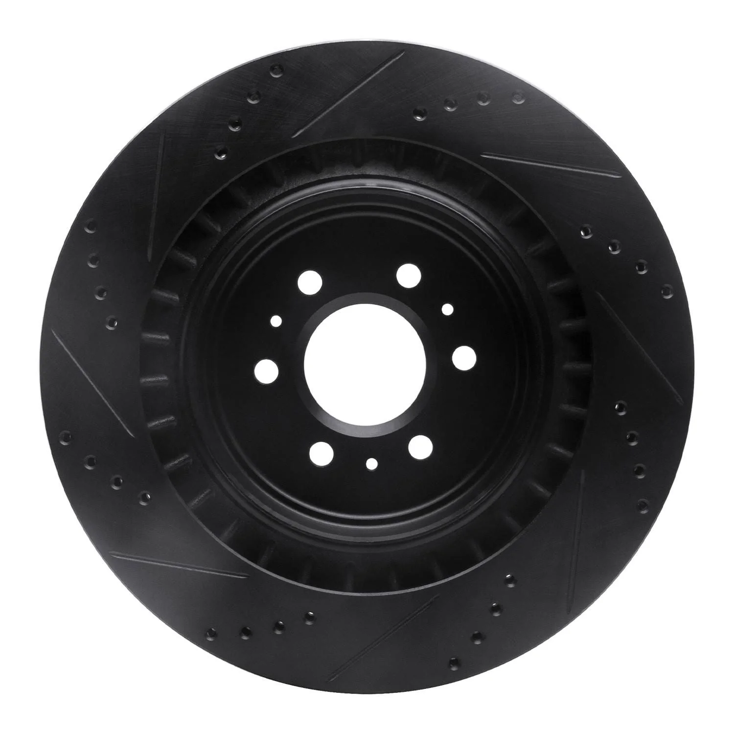 R1 Concepts 04-11 Cadillac CTS Rear Right Drilled & Slotted Black Brake Rotor - Image 2