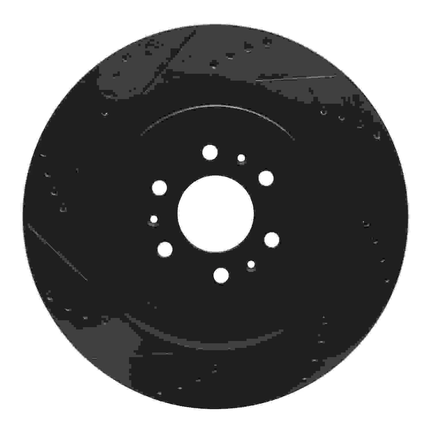 R1 Concepts 04-11 Cadillac STS Rear Left Drilled & Slotted Black Brake Rotor