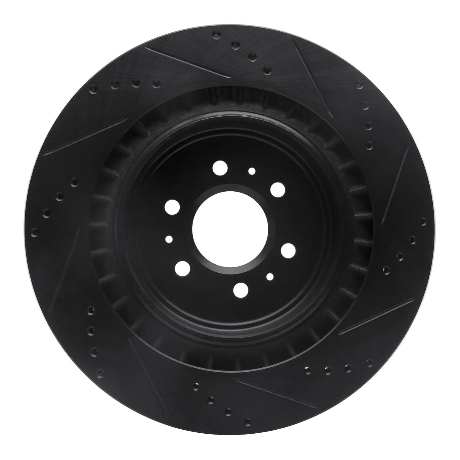 R1 Concepts 04-11 Cadillac STS Rear Left Drilled & Slotted Black Brake Rotor - Image 2