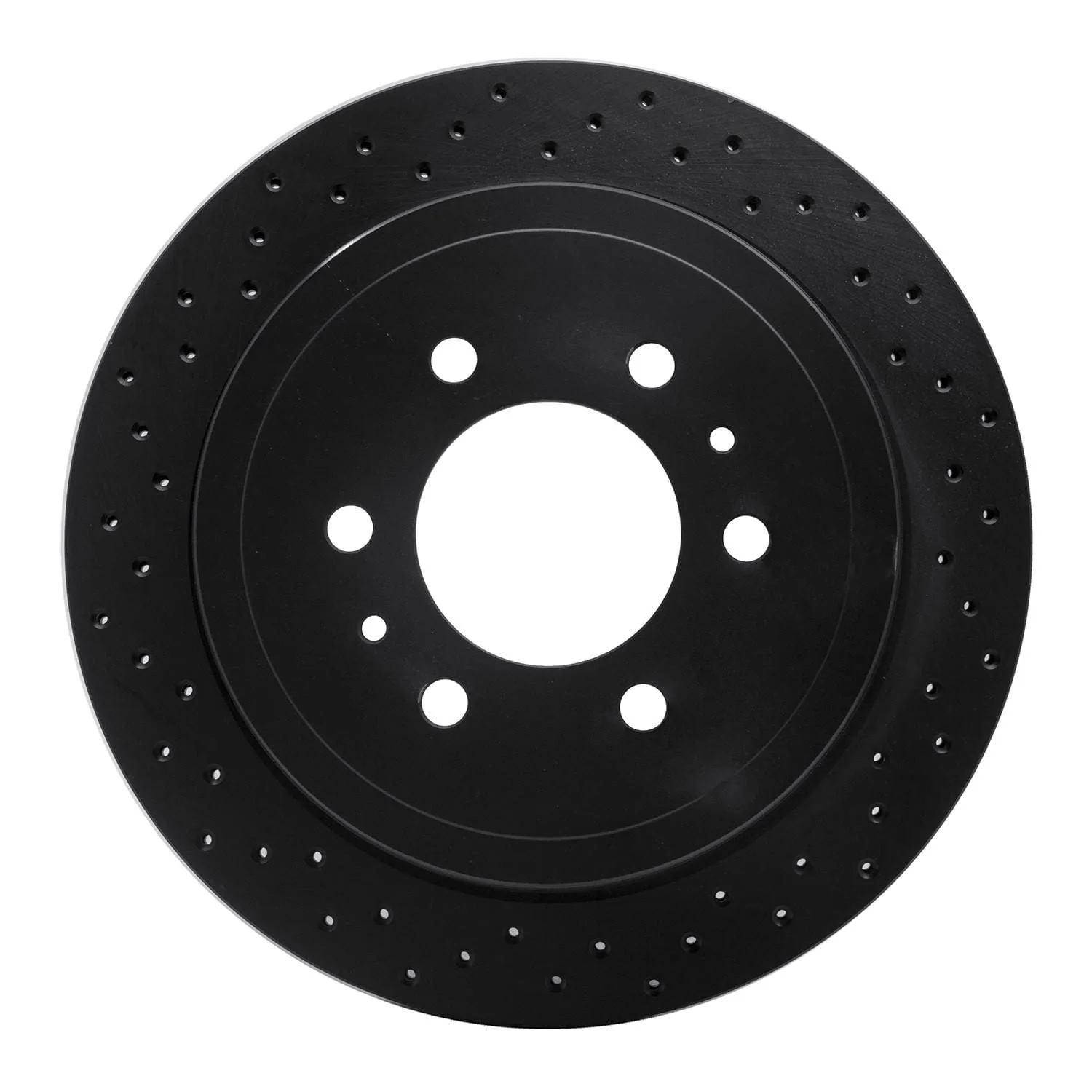 R1 Concepts 04-11 Ford F-150 2WD Rear Left Drilled Black Brake Rotor