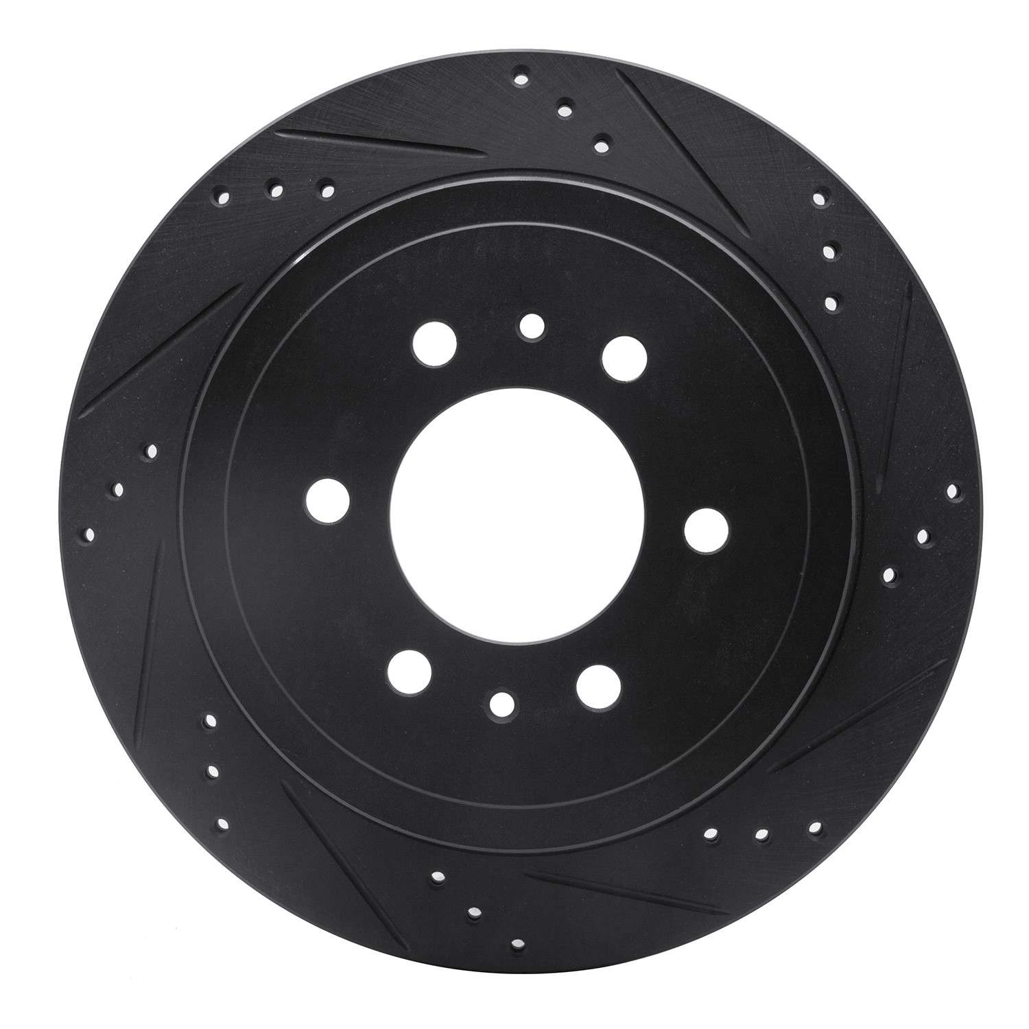 R1 Concepts 04-11 Ford F-150 RWD Rear Left Drilled & Slotted Black Brake Rotor