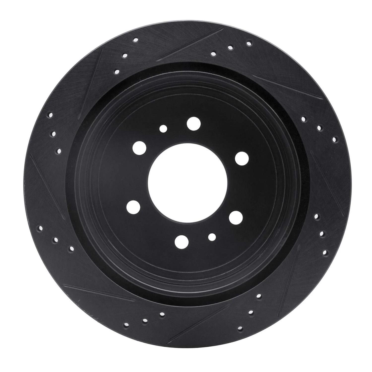 R1 Concepts 04-11 Ford F-150 RWD Rear Left Drilled & Slotted Black Brake Rotor - Image 2