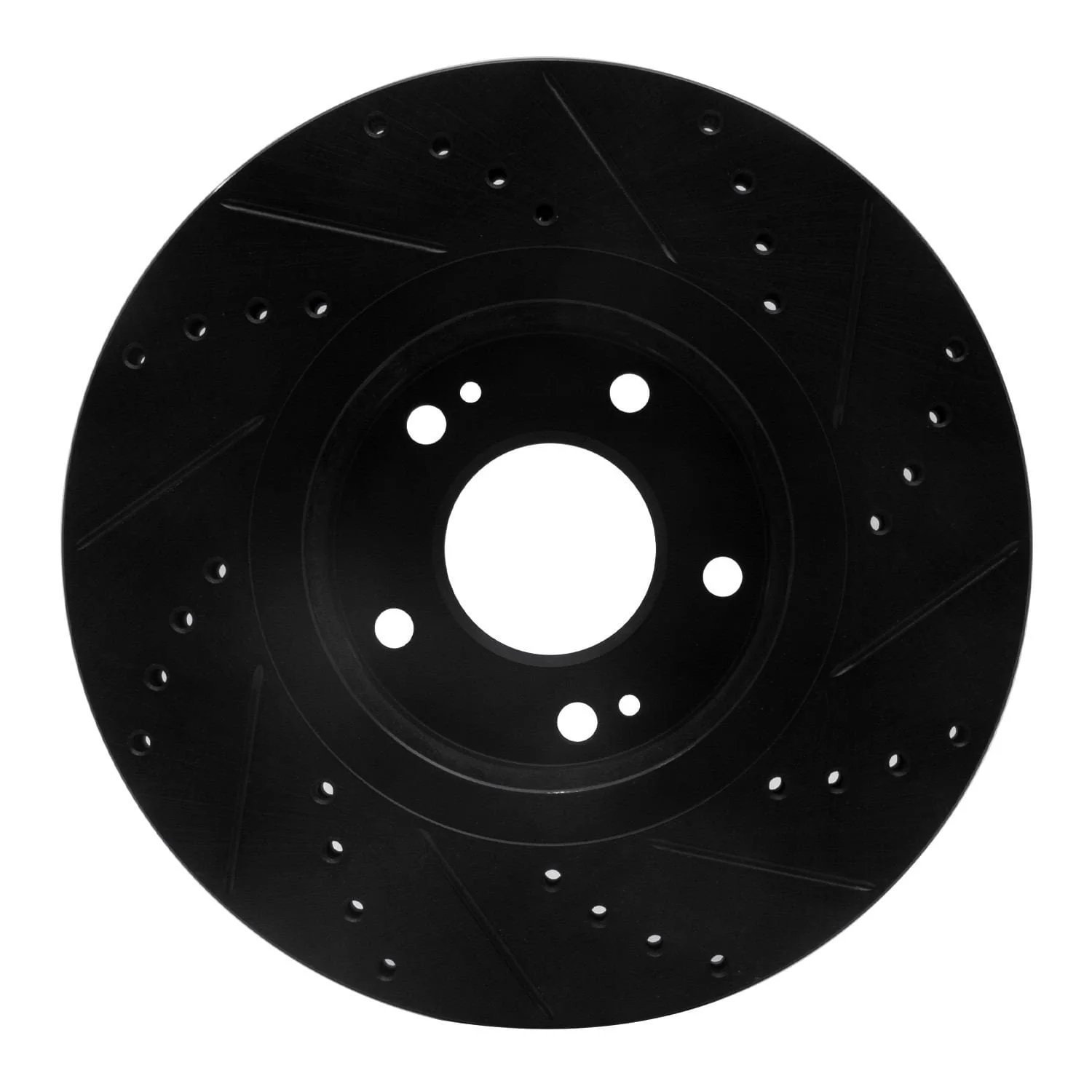 R1 Concepts 04-11 Hyundai Azera Front Left Drilled & Slotted Black Brake Rotor - Image 2