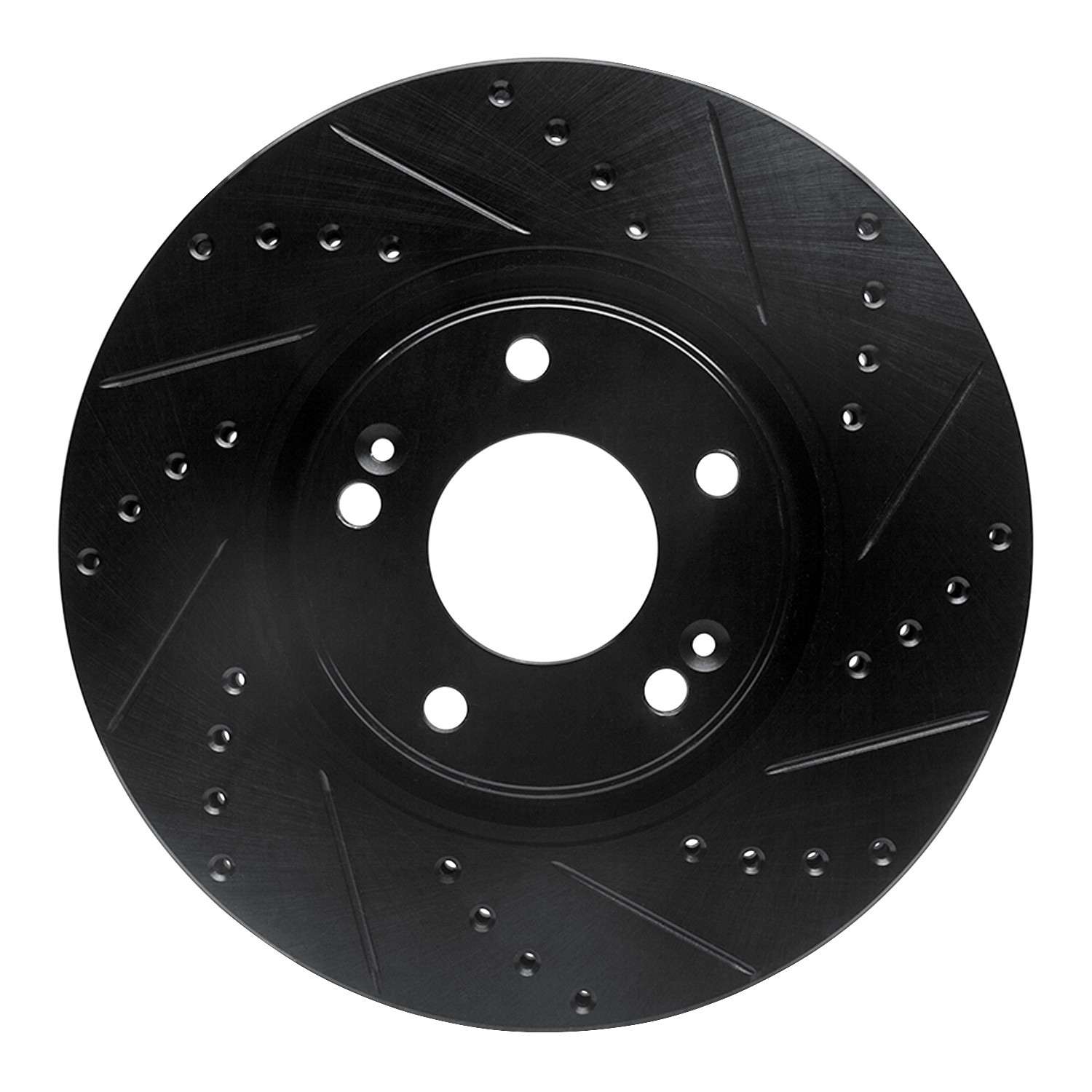 R1 Concepts 04-11 Hyundai XG350 Front Right Drilled & Slotted Black Brake Rotor