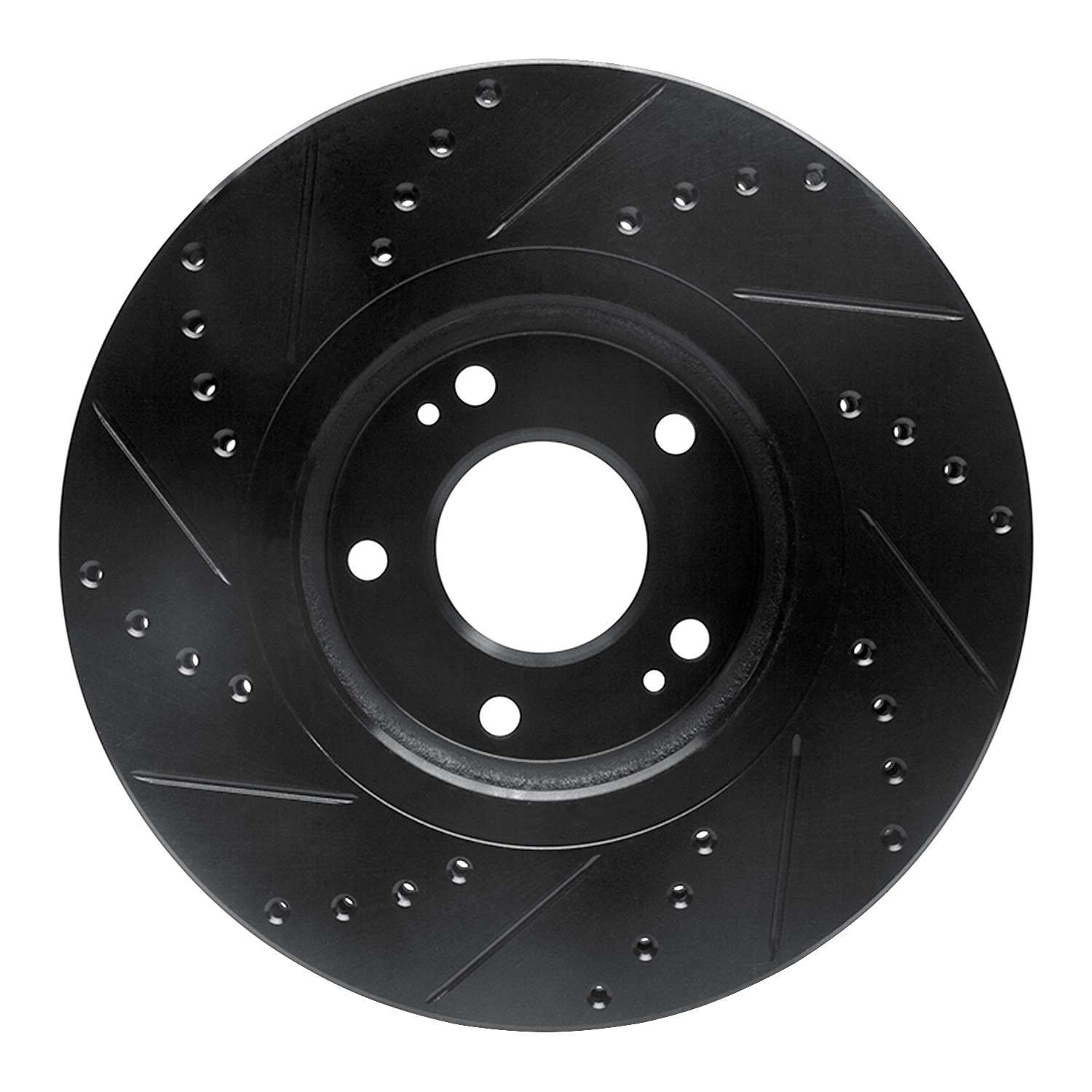 R1 Concepts 04-11 Hyundai XG350 Front Right Drilled & Slotted Black Brake Rotor - Image 2