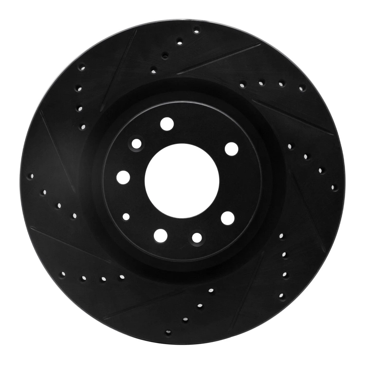 R1 Concepts 04-11 Mazda RX-8 Front Left Drilled & Slotted Black Brake Rotor