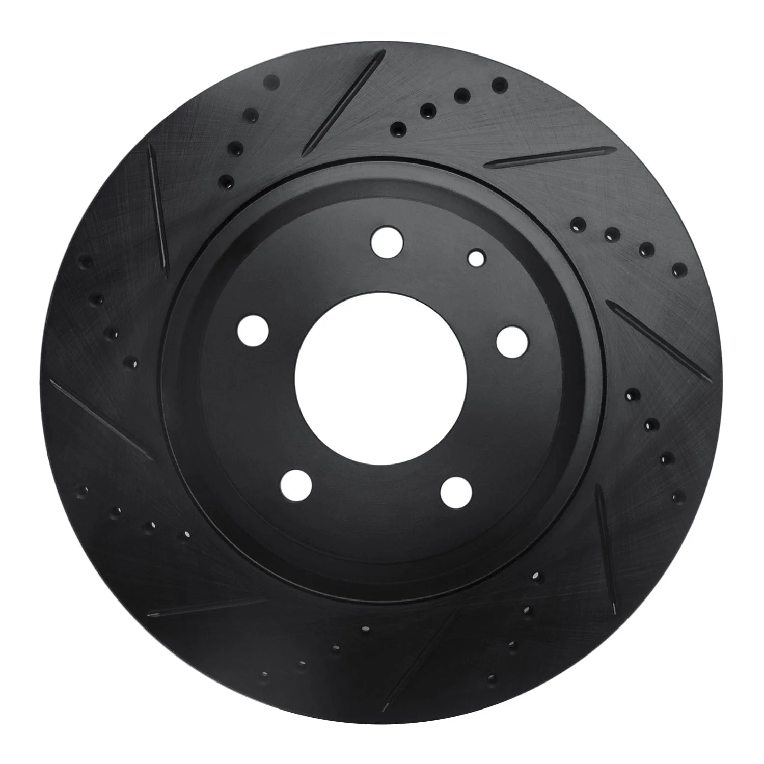 R1 Concepts 04-11 Mazda RX-8 Rear Left Drilled & Slotted Black Brake Rotor