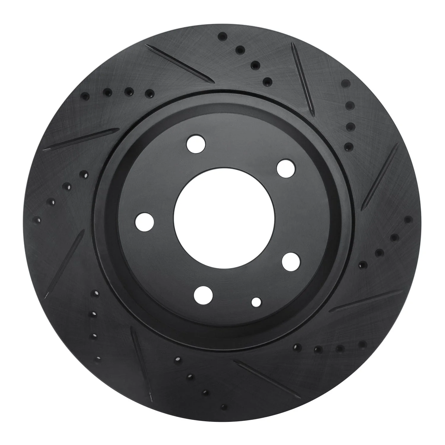 R1 Concepts 04-11 Mazda RX-8 Rear Right Drilled & Slotted Black Brake Rotor