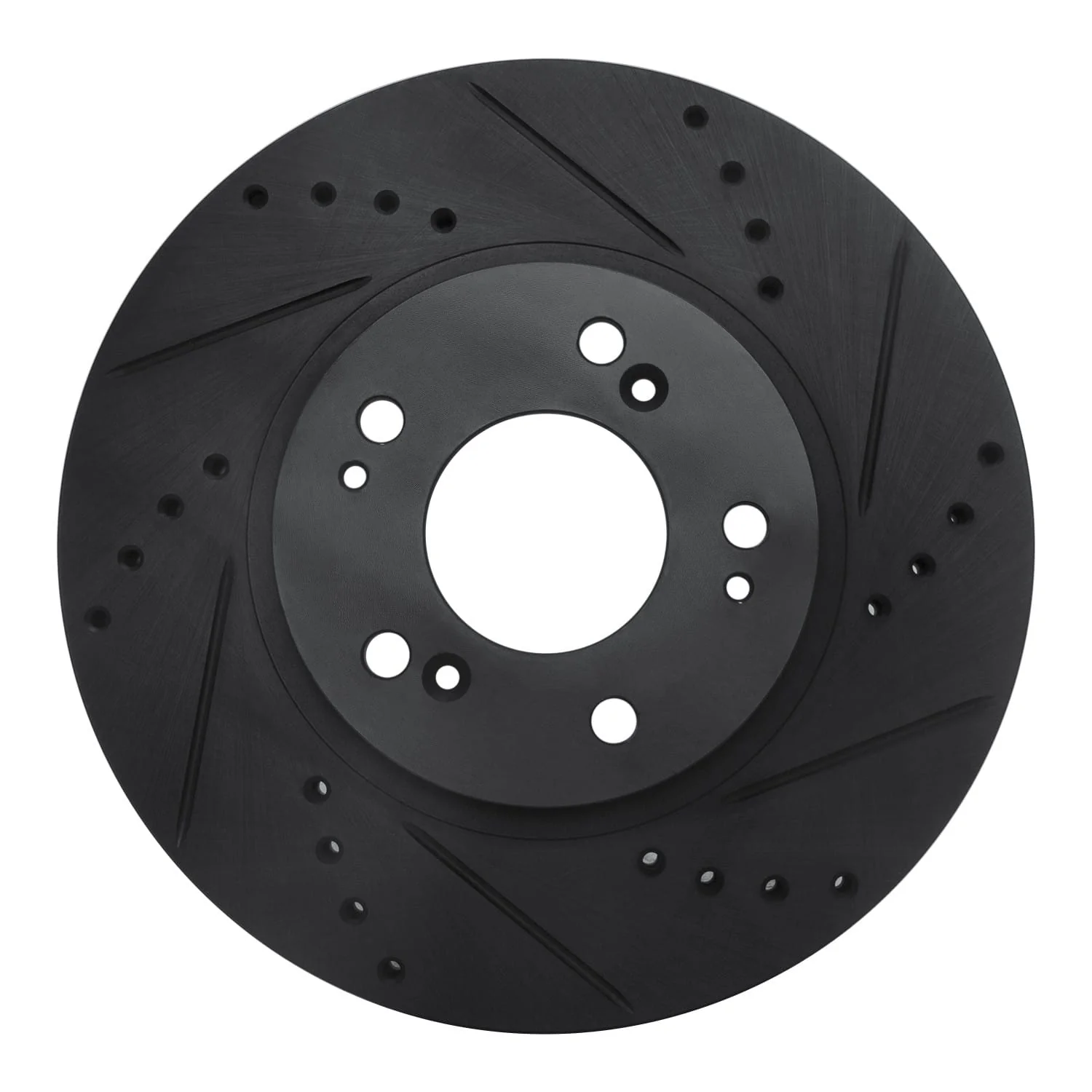 R1 Concepts 04-11 Mitsubishi Endeavor Front Right Drilled & Slotted Black Brake Rotor